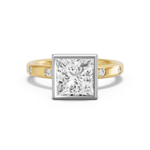 Image for Princess Classic Bezel Ring with Sleek Accent band
