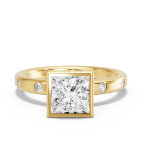 Image for Princess Classic Bezel Ring with Sleek Accent band