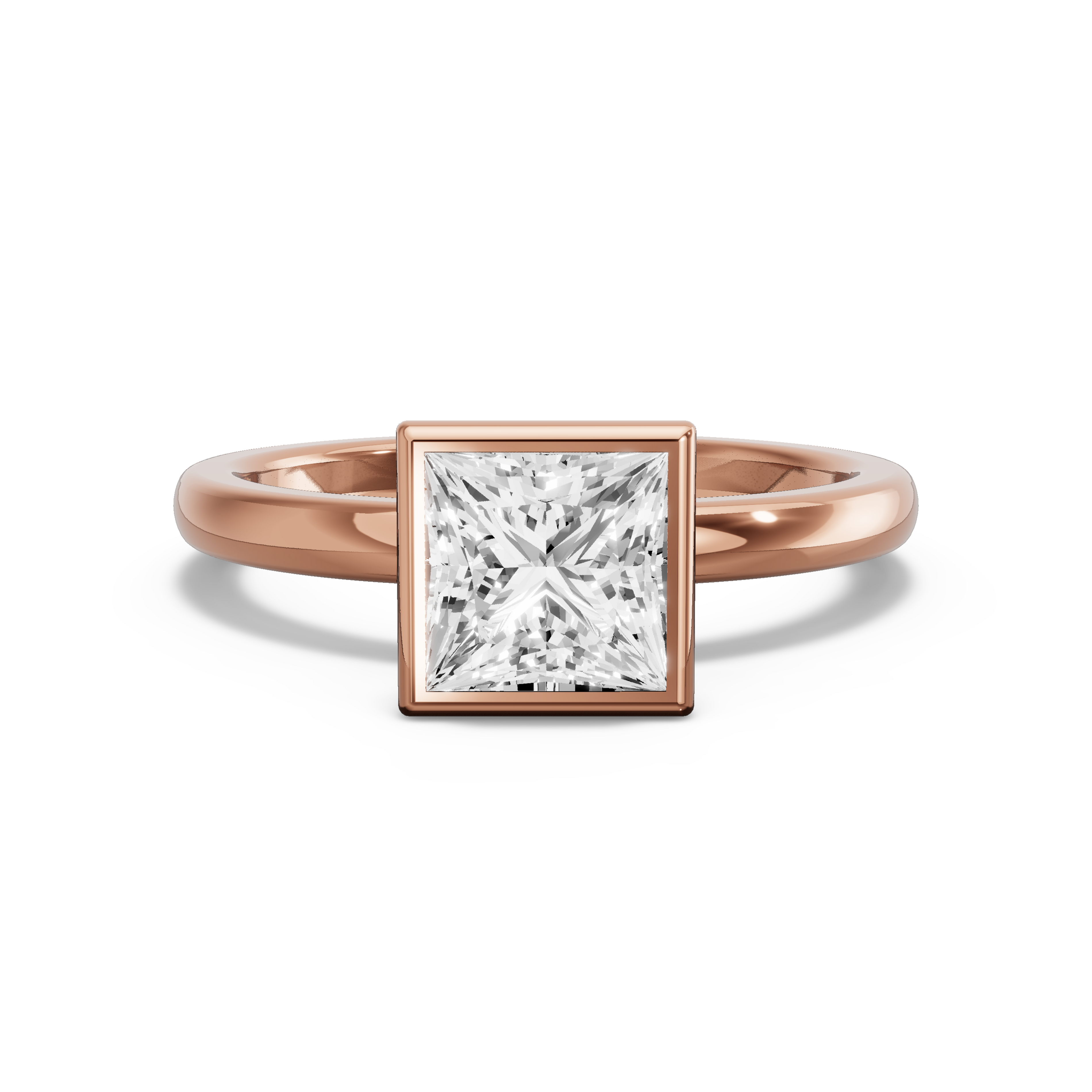 Image for Princess Classic Bezel Ring with Solitaire band in 18K Yellow Gold