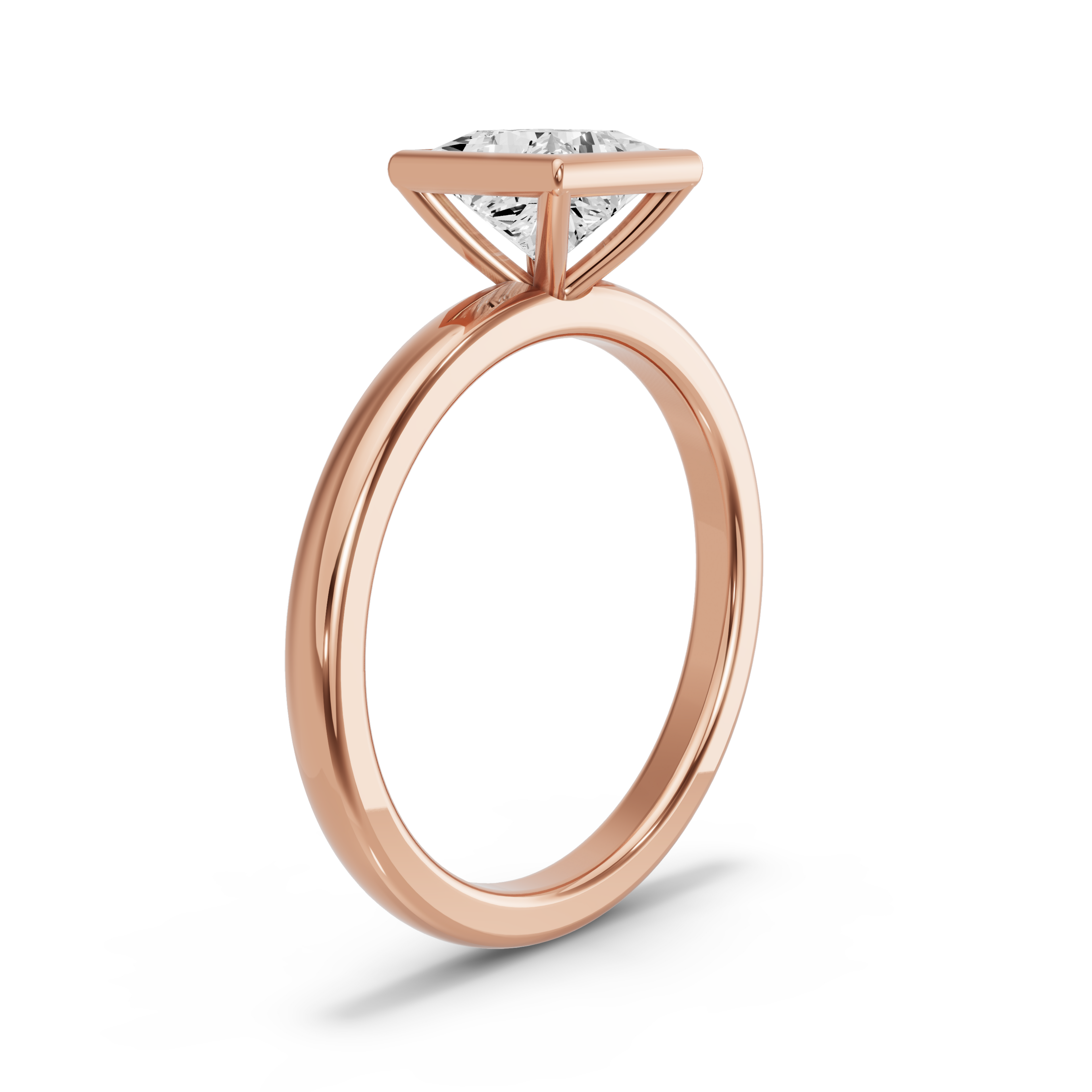 Image for Princess Classic Bezel Ring with Solitaire band in 14K Yellow Gold