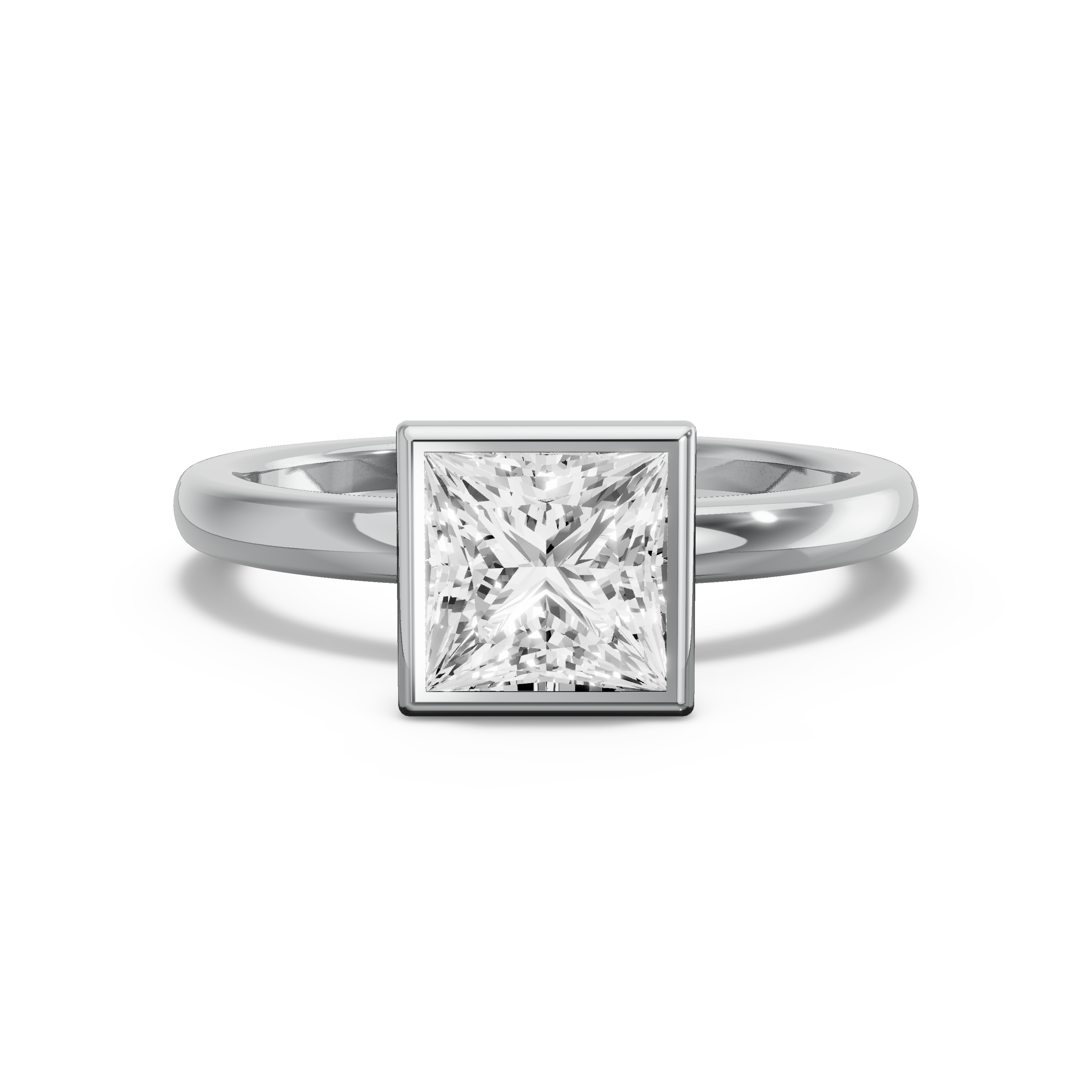 Image for Princess Classic Bezel Ring with Solitaire band in 18K Two Tone Rose Gold