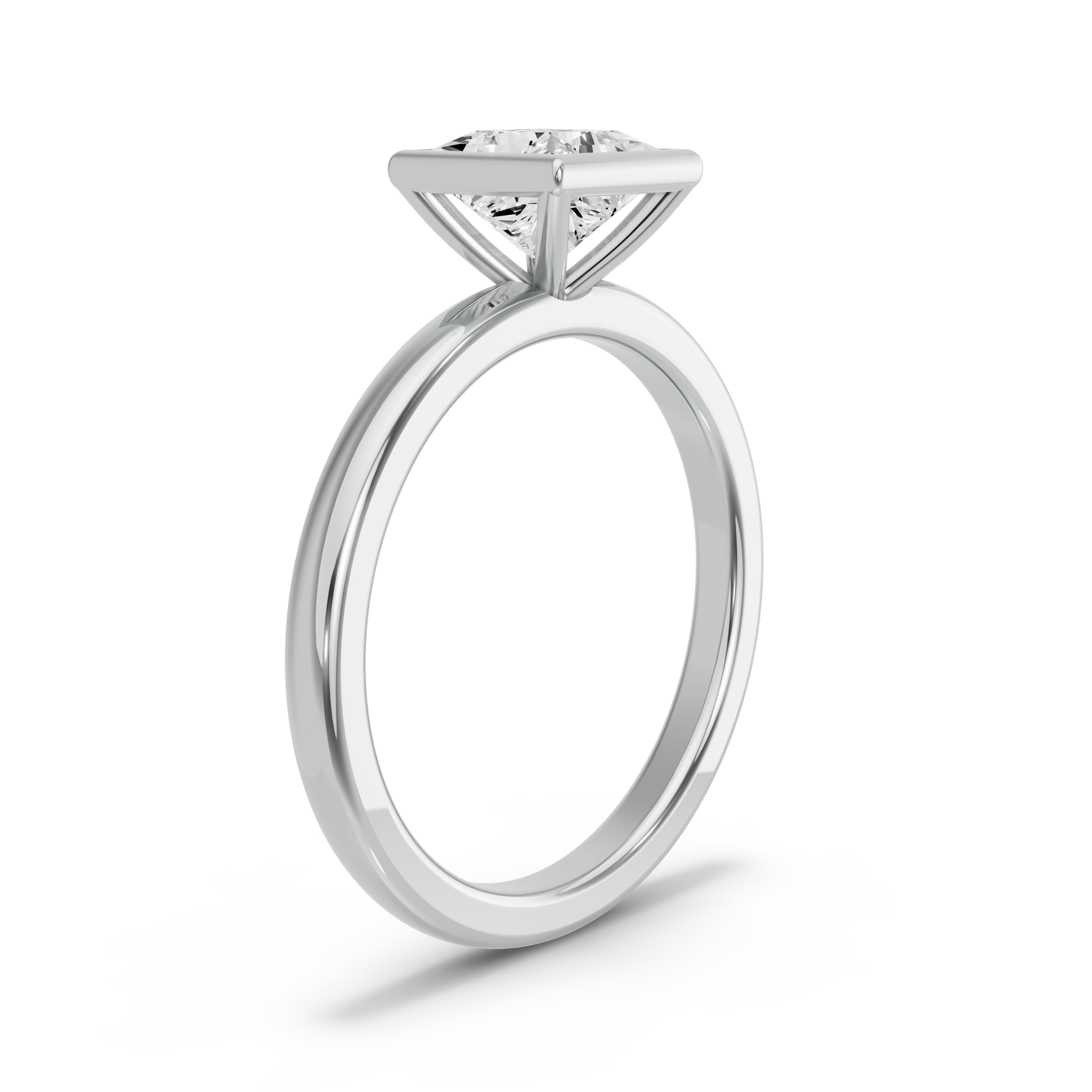 Image for Princess Classic Bezel Ring with Solitaire band in 18K Two Tone Rose Gold
