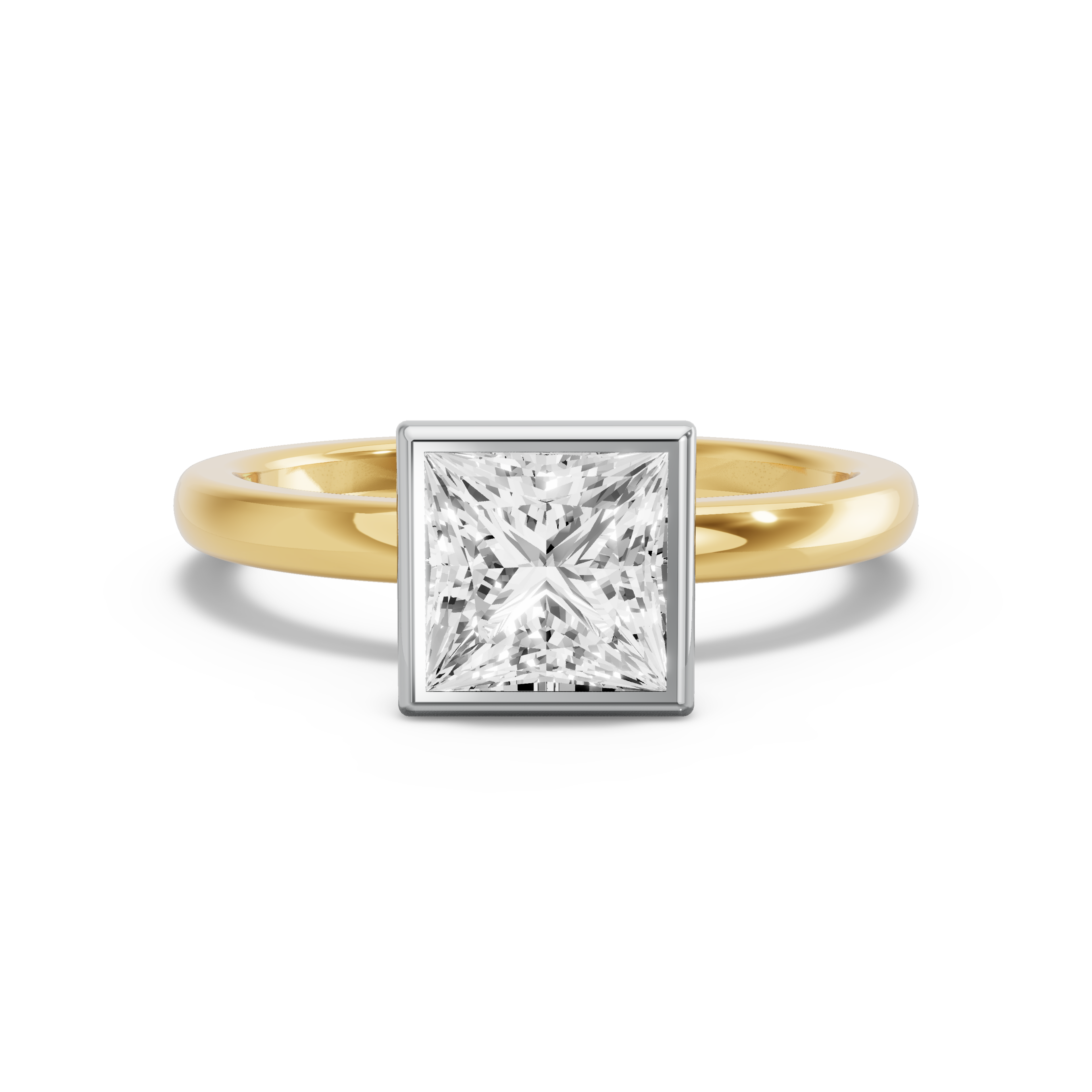 Image for Princess Classic Bezel Ring with Solitaire band in 14K Rose Gold