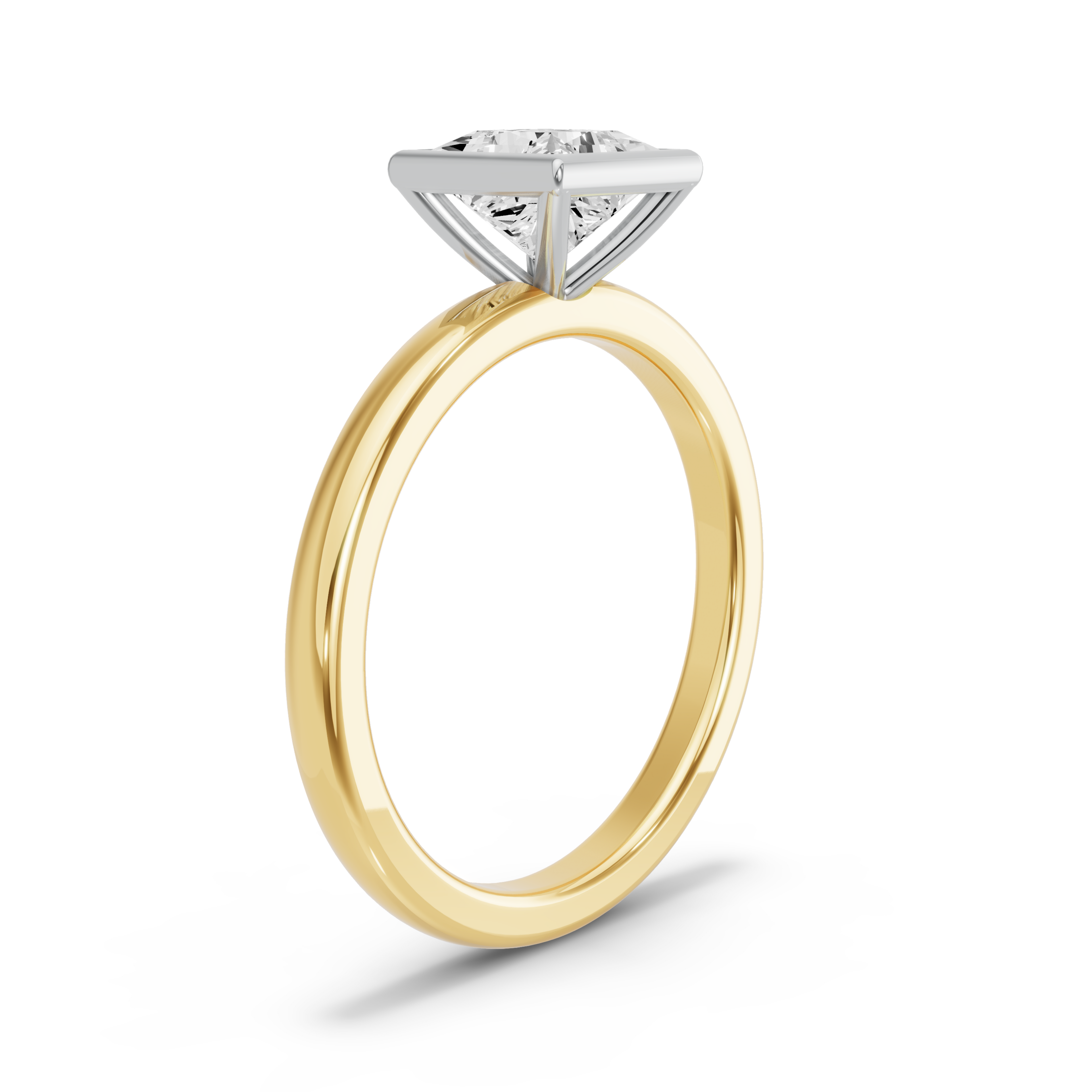 Image for Princess Classic Bezel Ring with Solitaire band in 18K Rose Gold