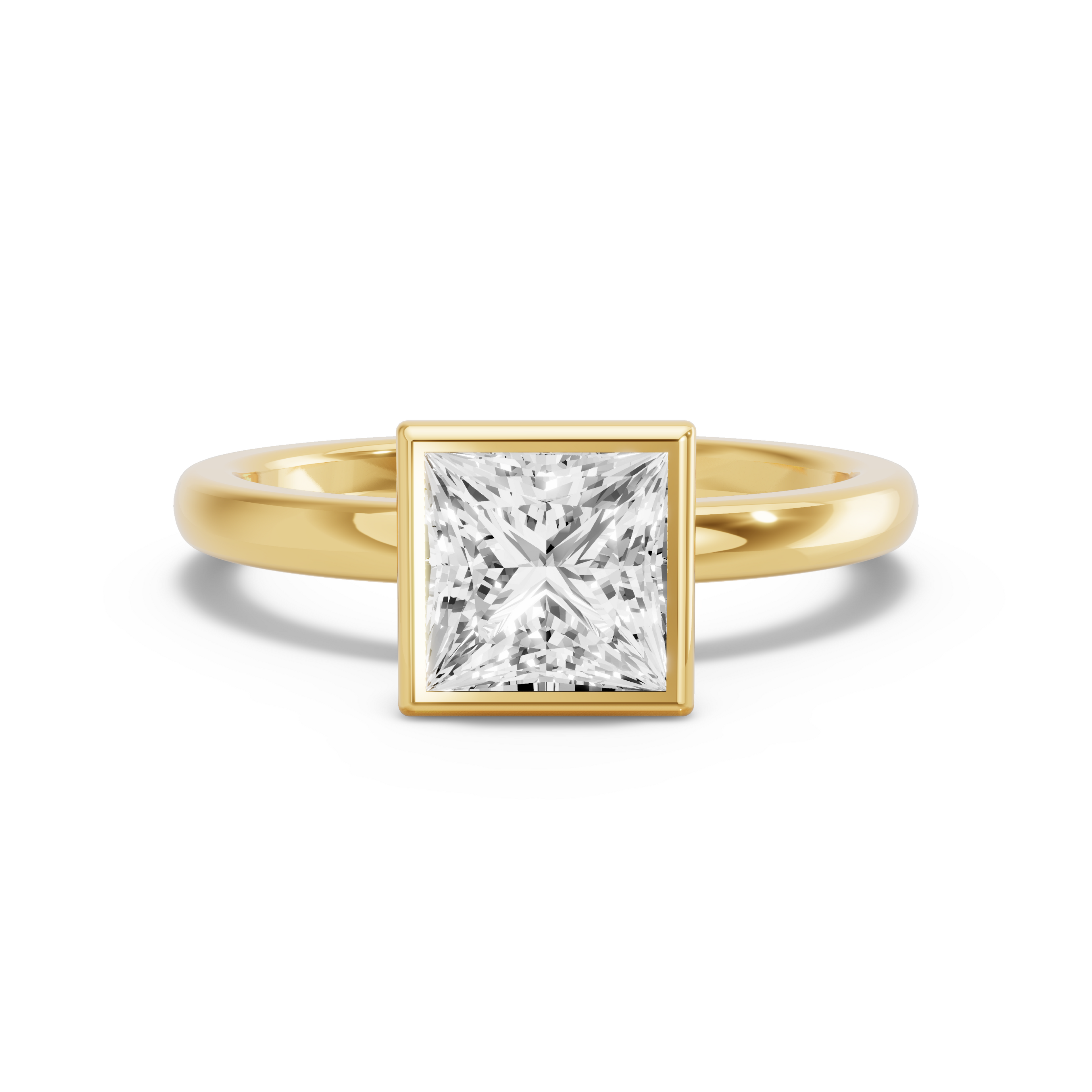 Image for Princess Classic Bezel Ring with Solitaire band in 10K White Gold