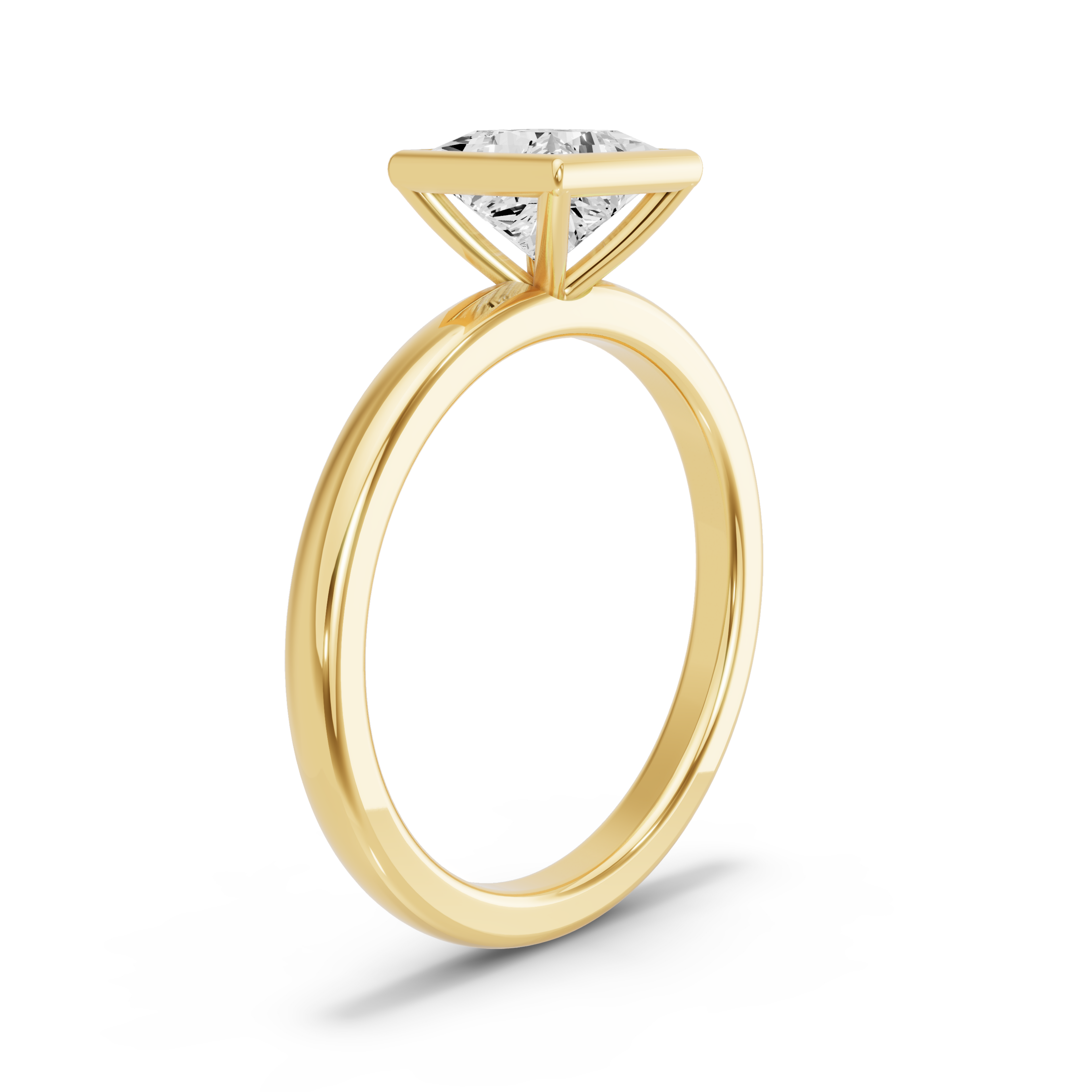 Image for Princess Classic Bezel Ring with Solitaire band in 14K White Gold