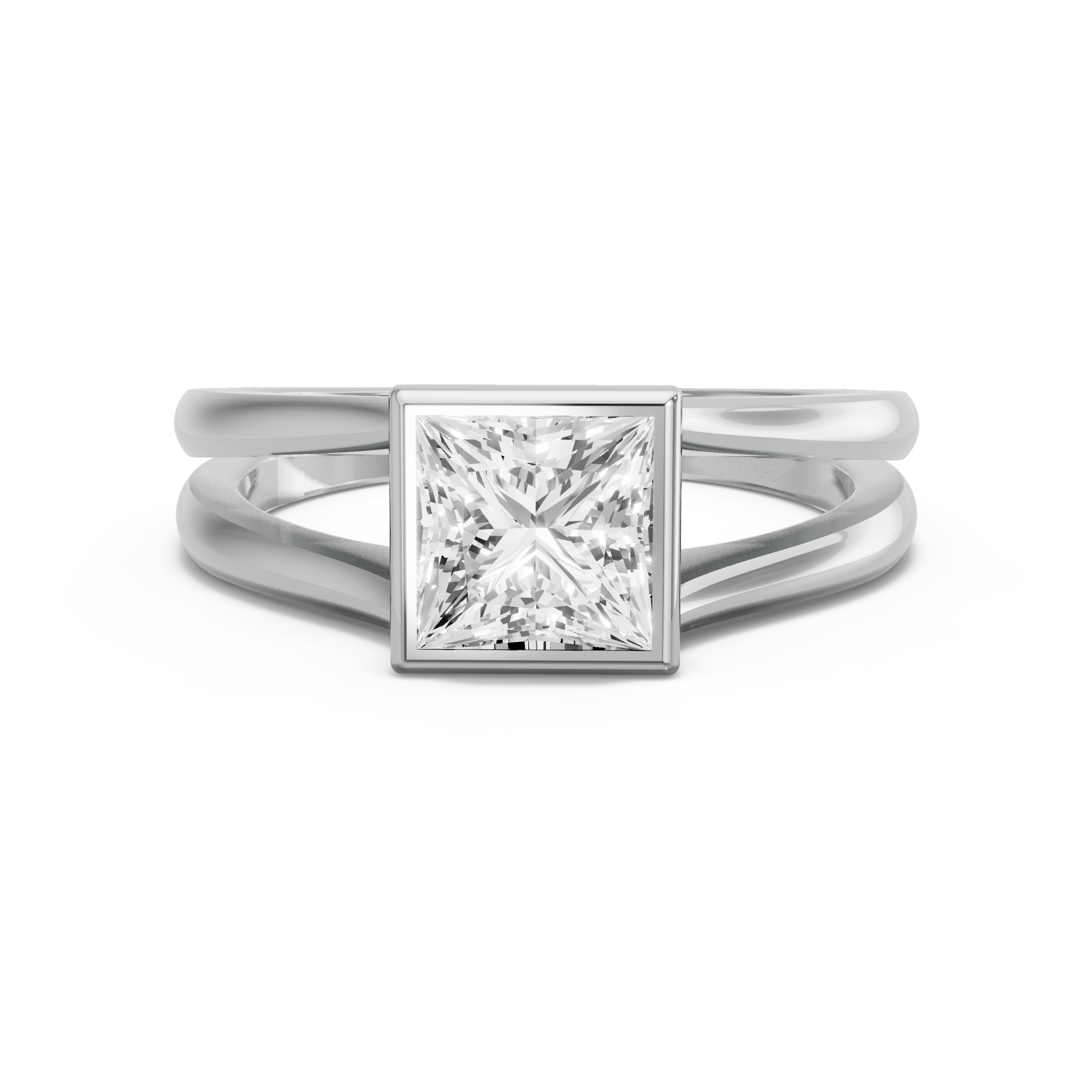 Image for Princess Classic Bezel Ring with Split Ring Solitaire band in 18K Two Tone Rose Gold