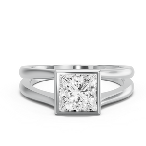 Image for Princess Classic Bezel Ring with Split Ring Solitaire band