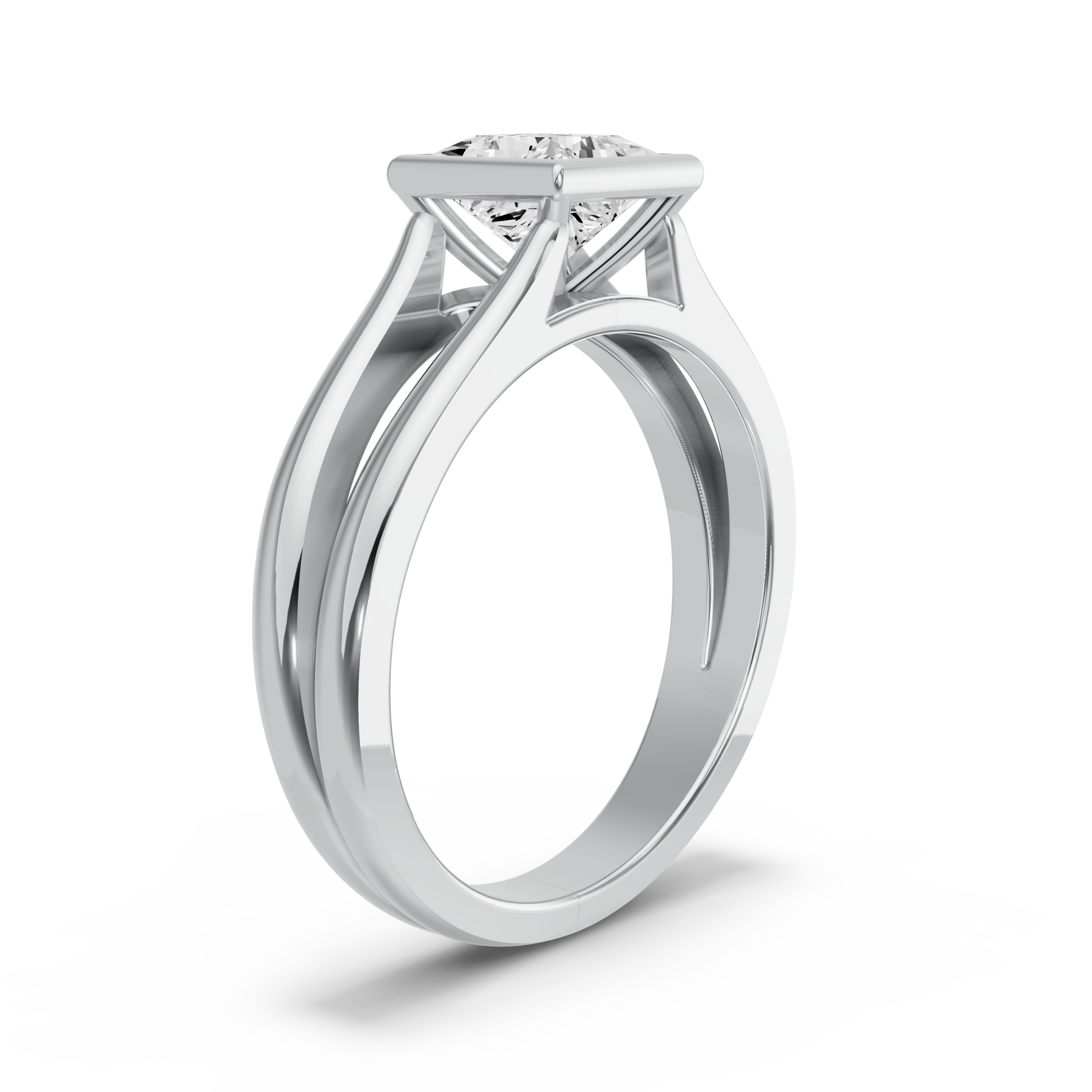 Image for Princess Classic Bezel Ring with Solitaire band in 950 Platinum