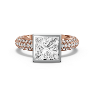 Image for Princess Classic Bezel Ring with Triple Row Pave band