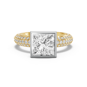Image for Princess Classic Bezel Ring with Triple Row Pave band