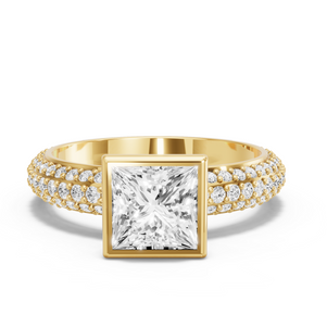 Image for Princess Classic Bezel Ring with Triple Row Pave band