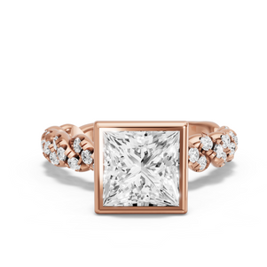 Image for Princess Classic Bezel Ring with Twist Pave band