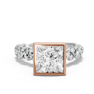 Image for Princess Classic Bezel Ring with Twist Pave band