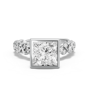 Image for Princess Classic Bezel Ring with Twist Pave band