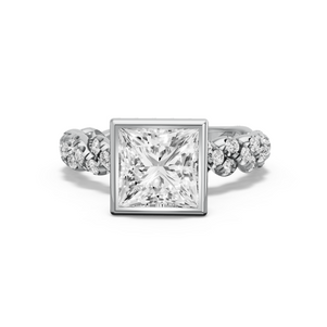 Image for Princess Classic Bezel Ring with Twist Pave band in 10K Two Tone Rose Gold
