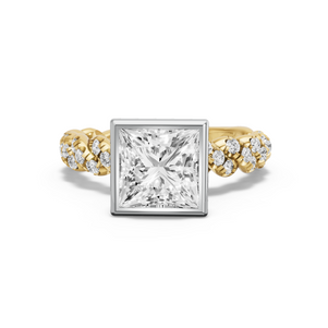 Image for Princess Classic Bezel Ring with Twist Pave band