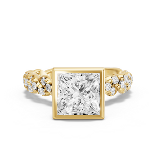Image for Princess Classic Bezel Ring with Twist Pave band