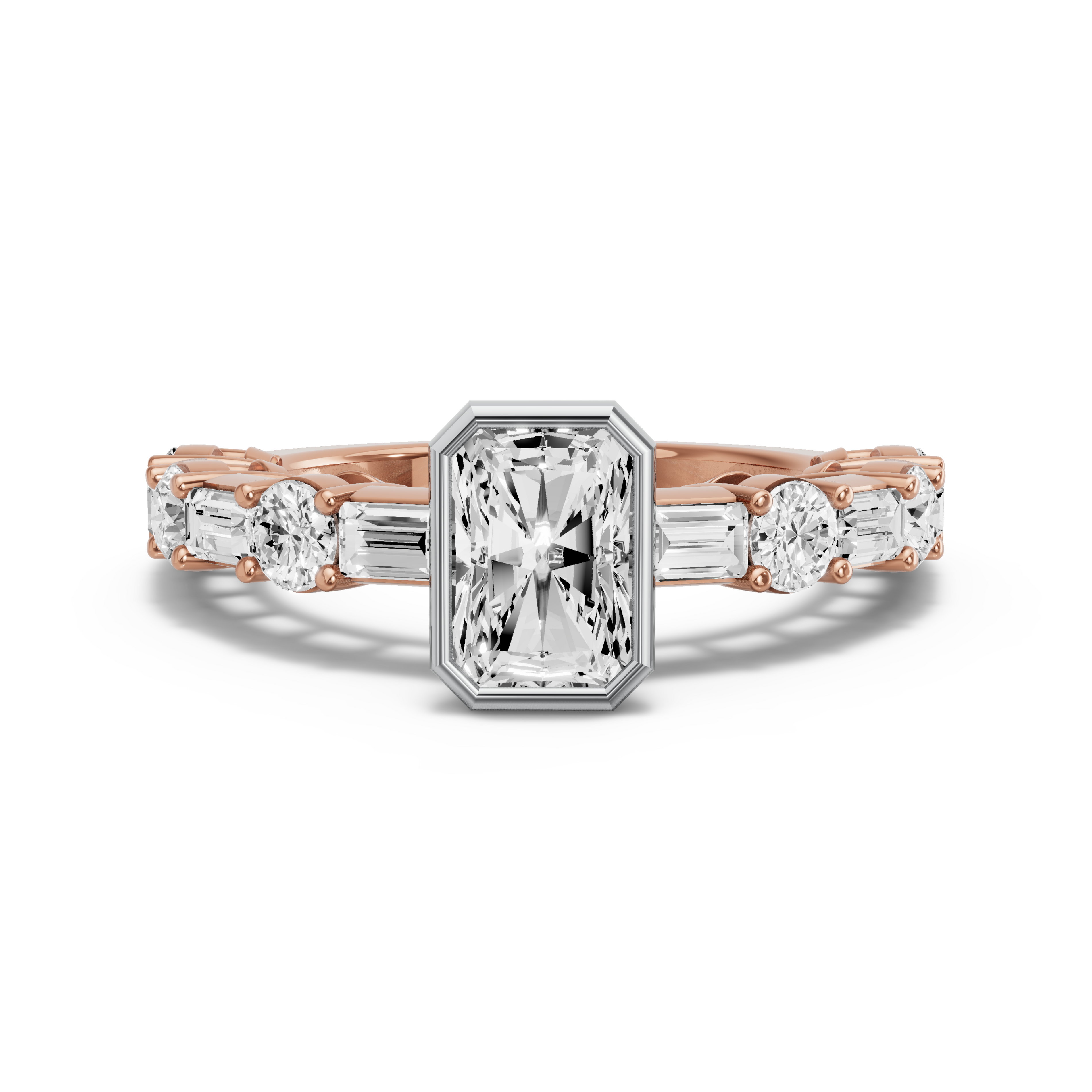 Image for Radiant Classic Bezel Ring with Alternating Baguette band