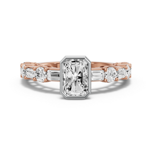 Image for Radiant Classic Bezel Ring with Alternating Baguette band