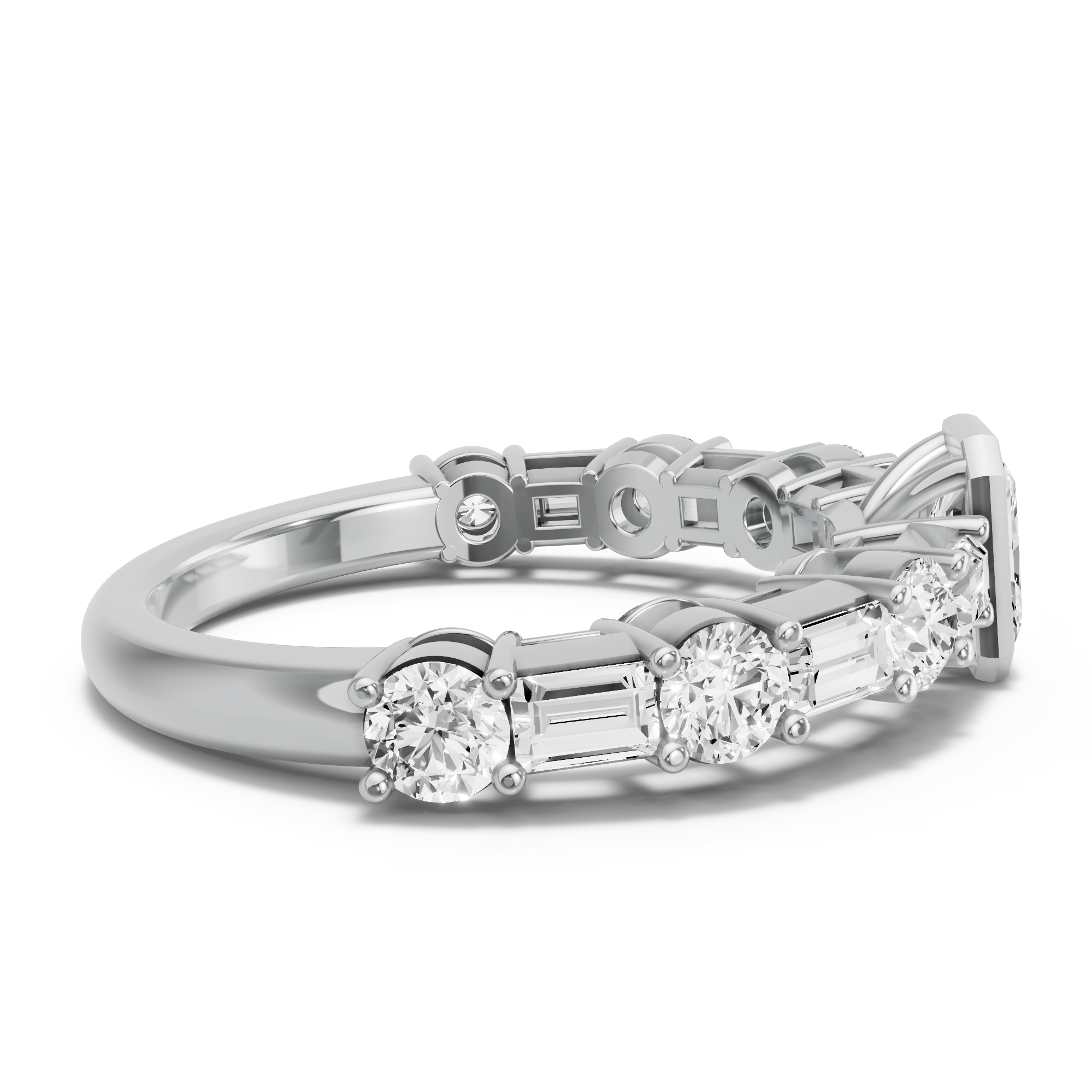 Image for Radiant Classic Bezel Ring with Alternating Baguette band