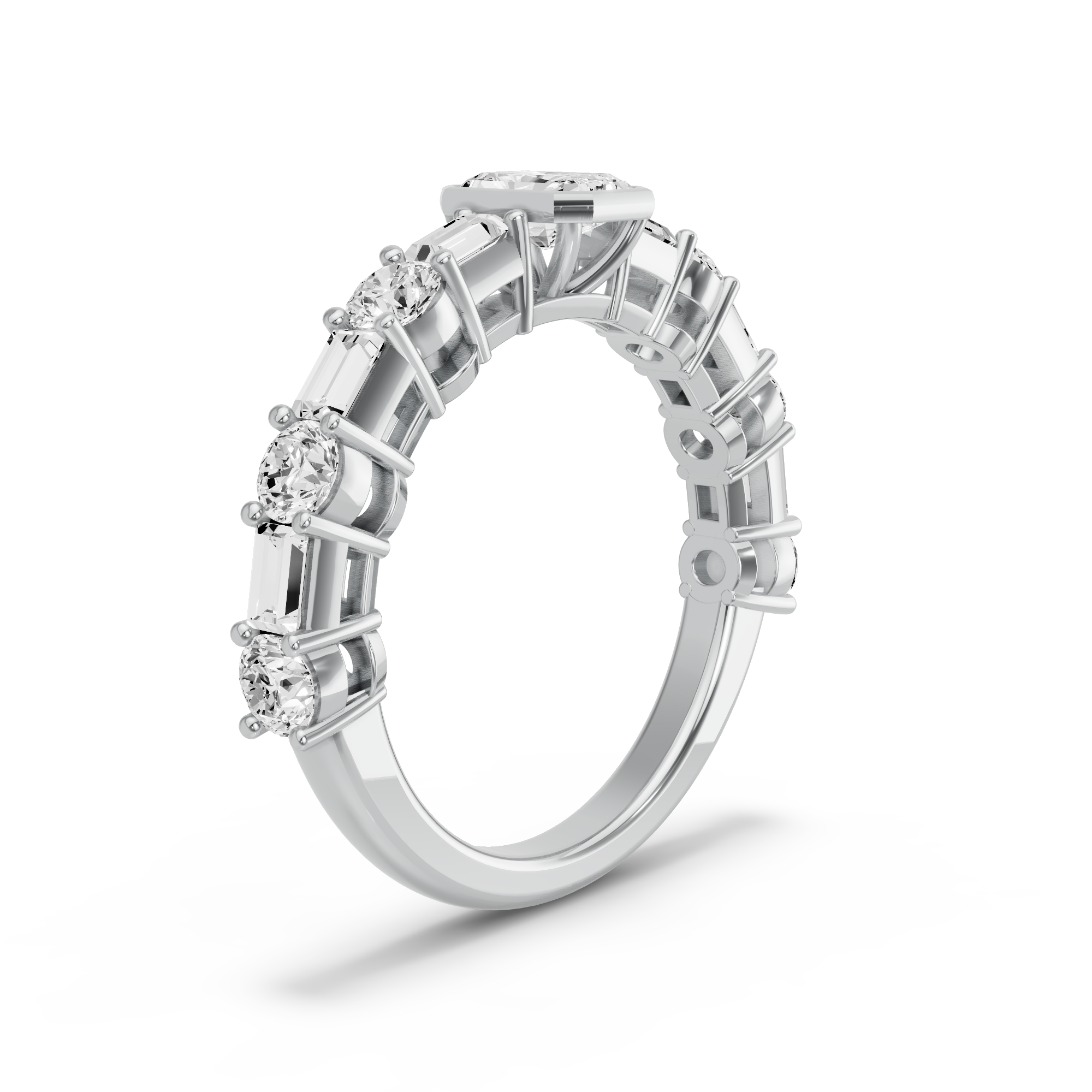 Image for Radiant Classic Bezel Ring with Alternating Baguette band