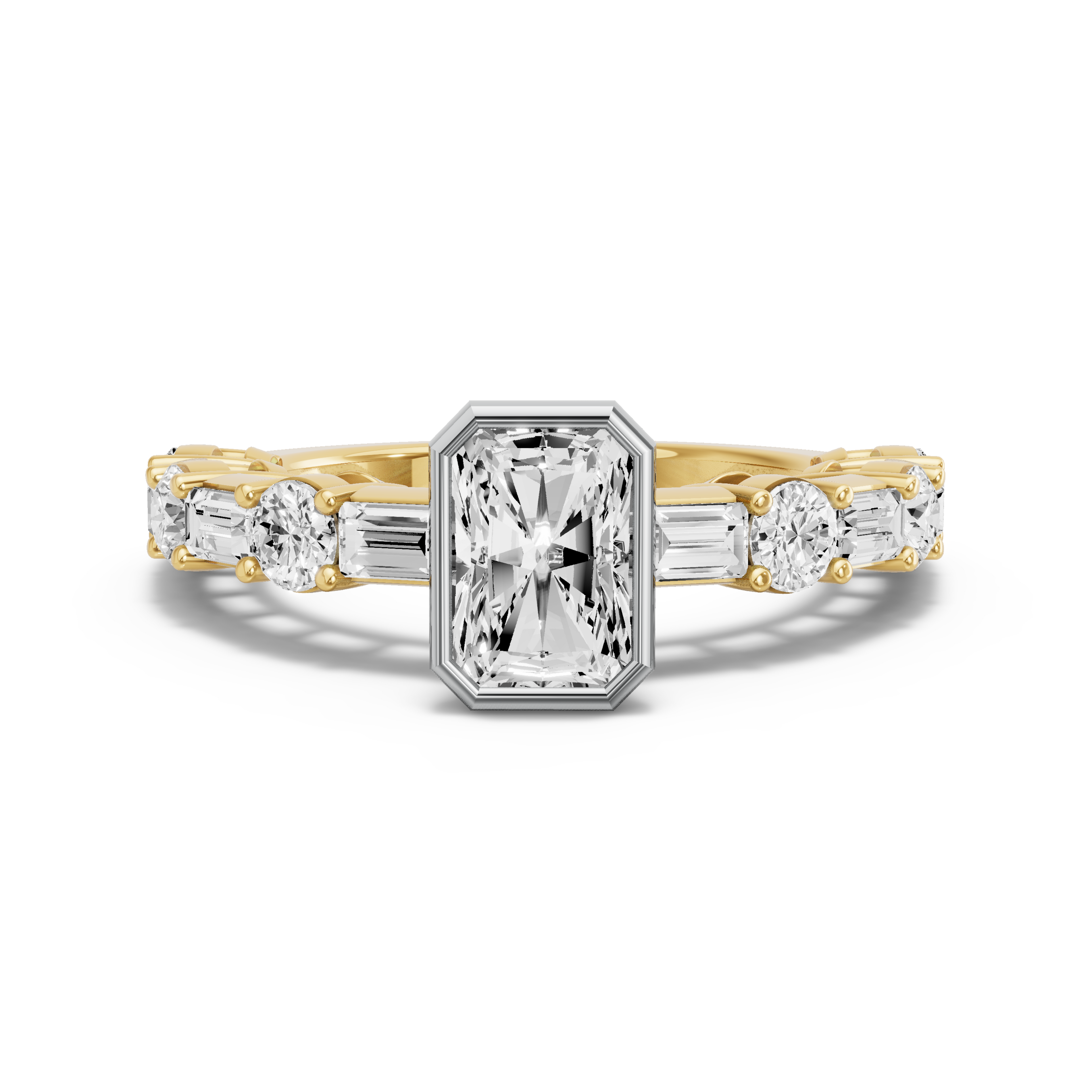 Image for Radiant Classic Bezel Ring with Alternating Baguette band