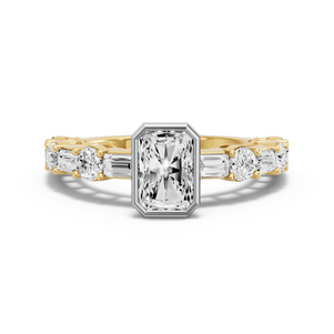 Image for Radiant Classic Bezel Ring with Alternating Baguette band