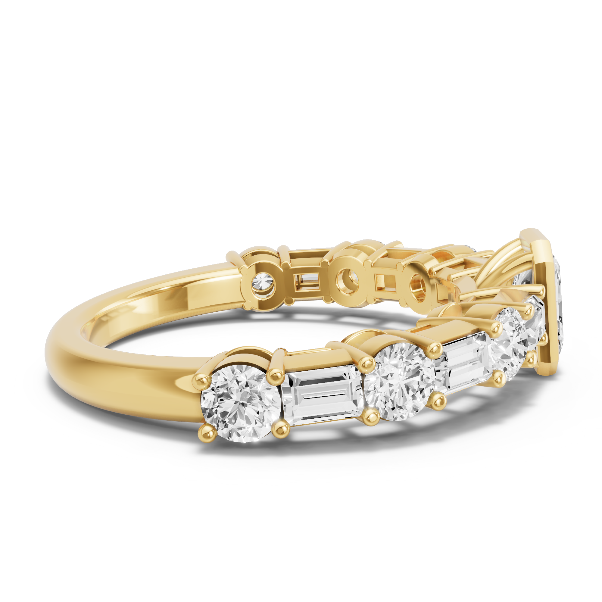 Image for Radiant Classic Bezel Ring with Alternating Baguette band