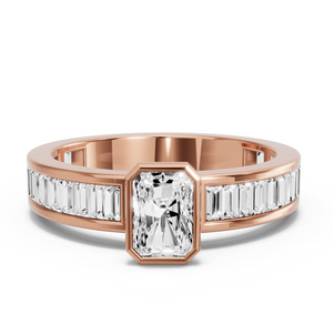 Image for Radiant Classic Bezel Ring with Baguette Channel band