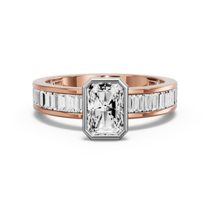 Image for Radiant Classic Bezel Ring with Baguette Channel band