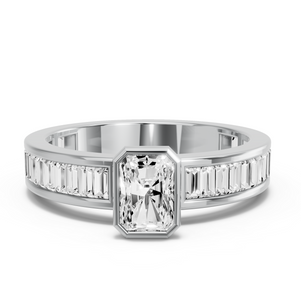 Image for Radiant Classic Bezel Ring with Baguette Channel band