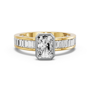 Image for Radiant Classic Bezel Ring with Baguette Channel band