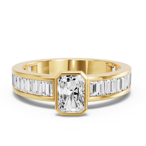 Image for Radiant Classic Bezel Ring with Baguette Channel band