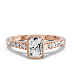 Image for Radiant Classic Bezel Ring with Cathedral Pave band
