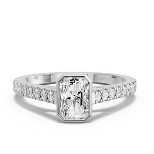 Image for Radiant Classic Bezel Ring with Cathedral Pave band