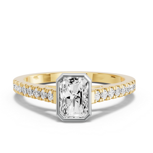 Image for Radiant Classic Bezel Ring with Cathedral Pave band