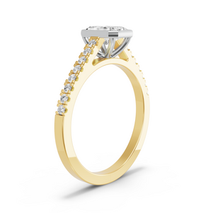 Image for Radiant Classic Bezel Ring with Cathedral Pave band