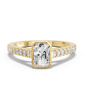 Image for Radiant Classic Bezel Ring with Cathedral Pave band