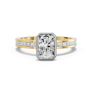 Image for Radiant Classic Bezel Ring with Channel band in 14K Two Tone Yellow Gold