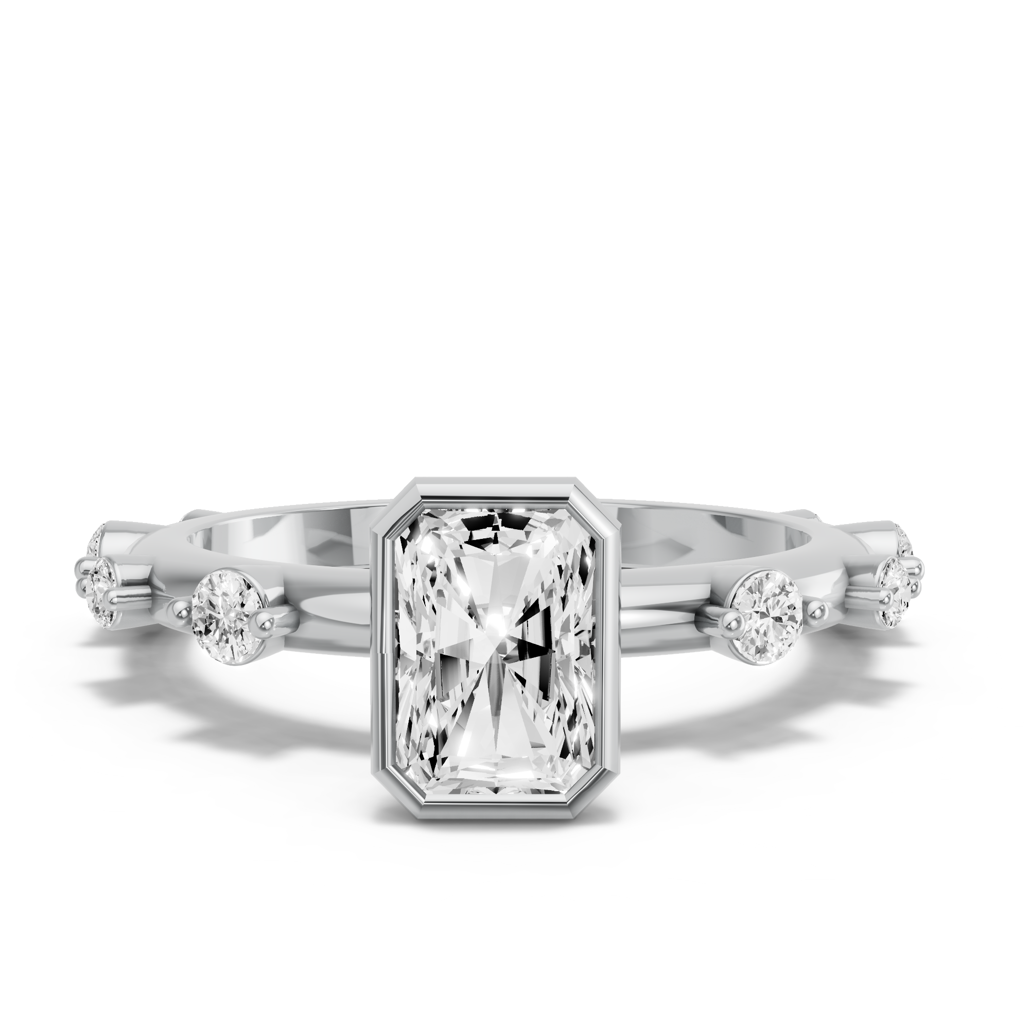 Image for Radiant Classic Bezel Ring with Floating Station band in 950 Platinum