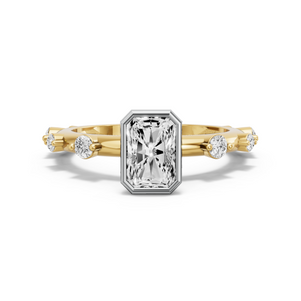 Image for Radiant Classic Bezel Ring with Floating Station band in 18K Two Tone Yellow Gold