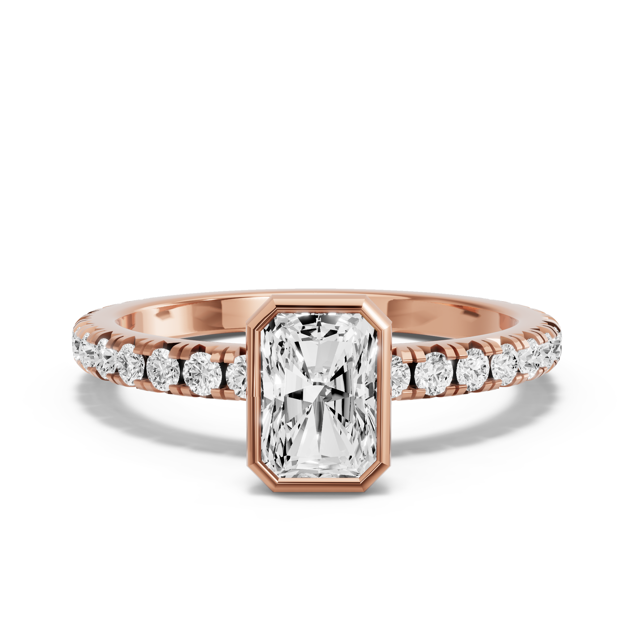 Image for Radiant Classic Bezel Ring with French Pave band