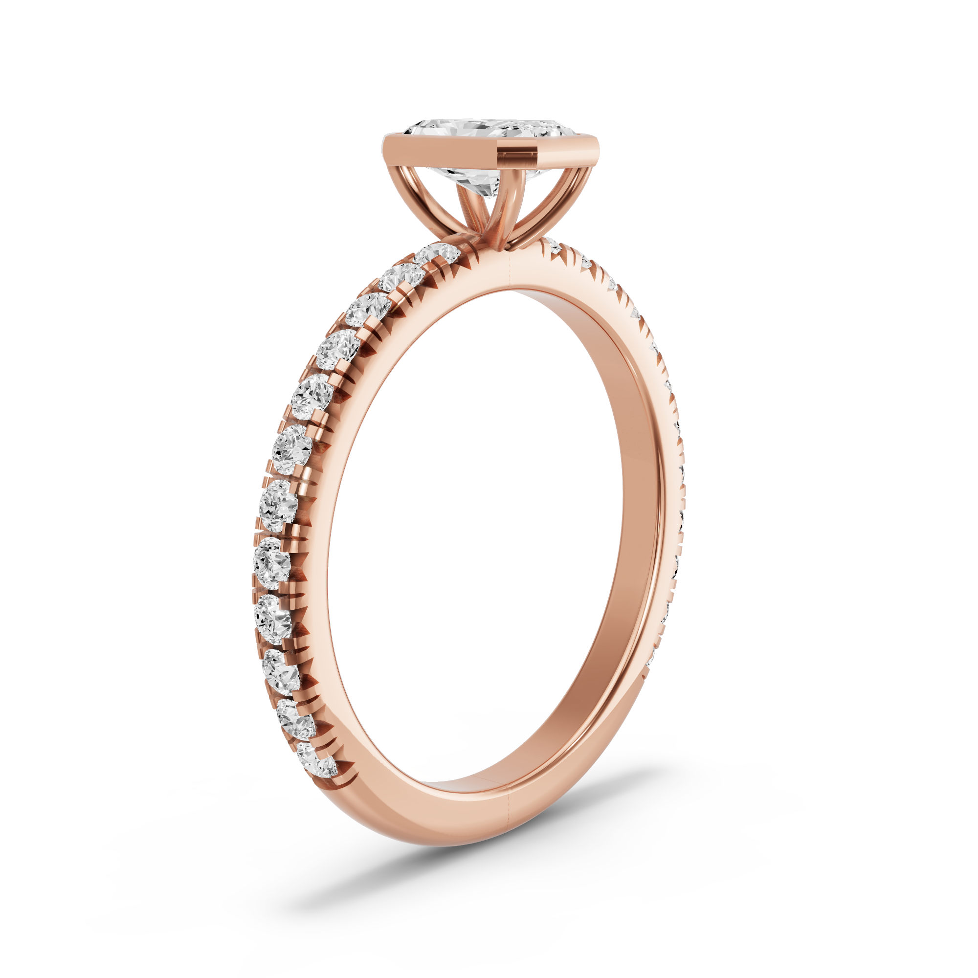 Image for Radiant Classic Bezel Ring with French Pave band