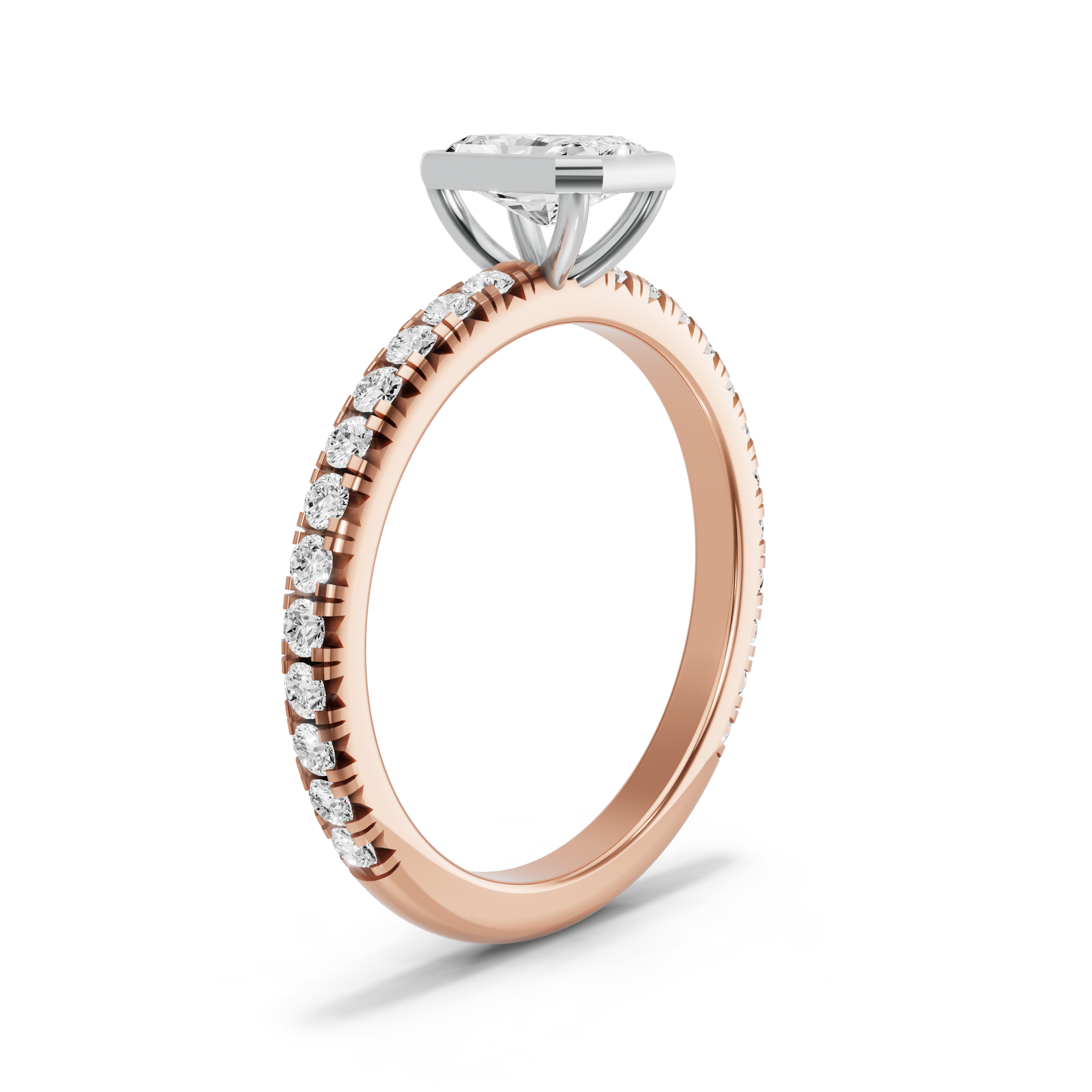 Image for Radiant Classic Bezel Ring with French Pave band