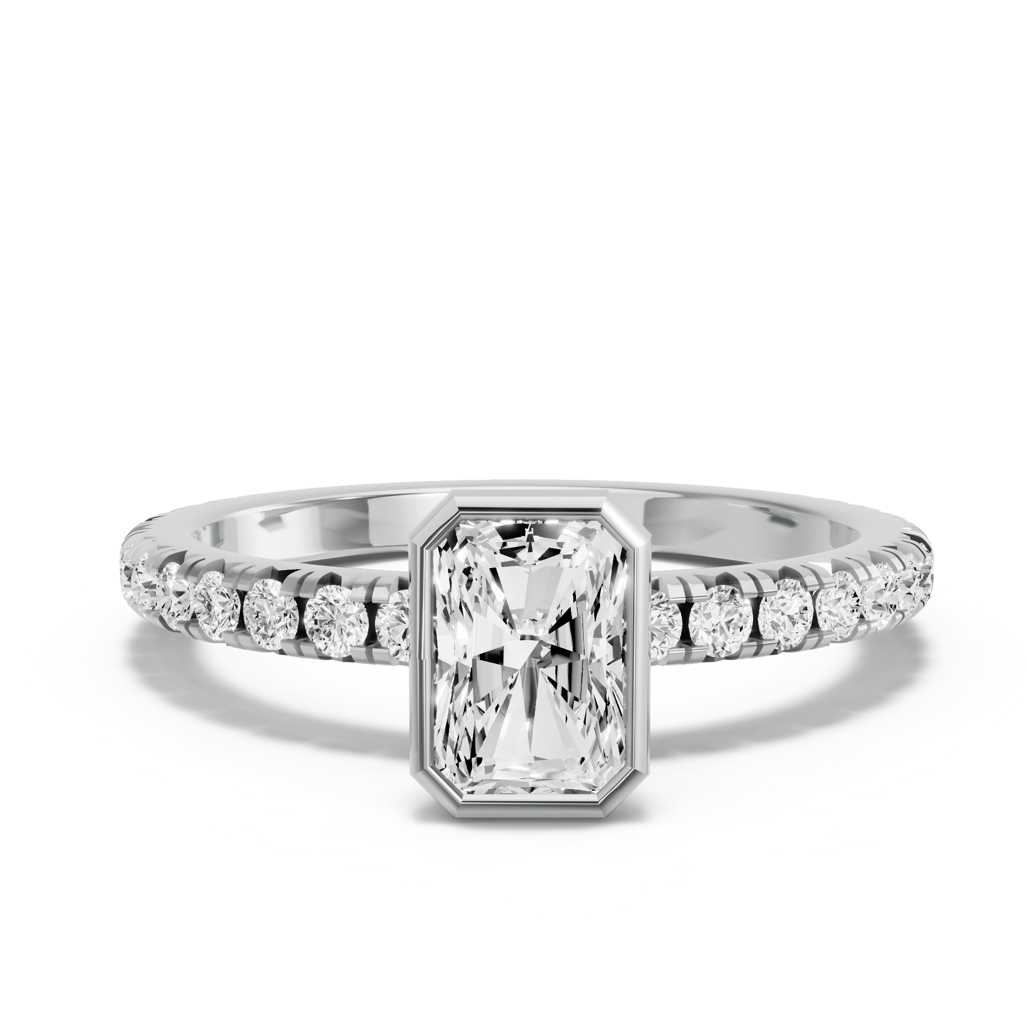 Image for Radiant Classic Bezel Ring with French Pave band