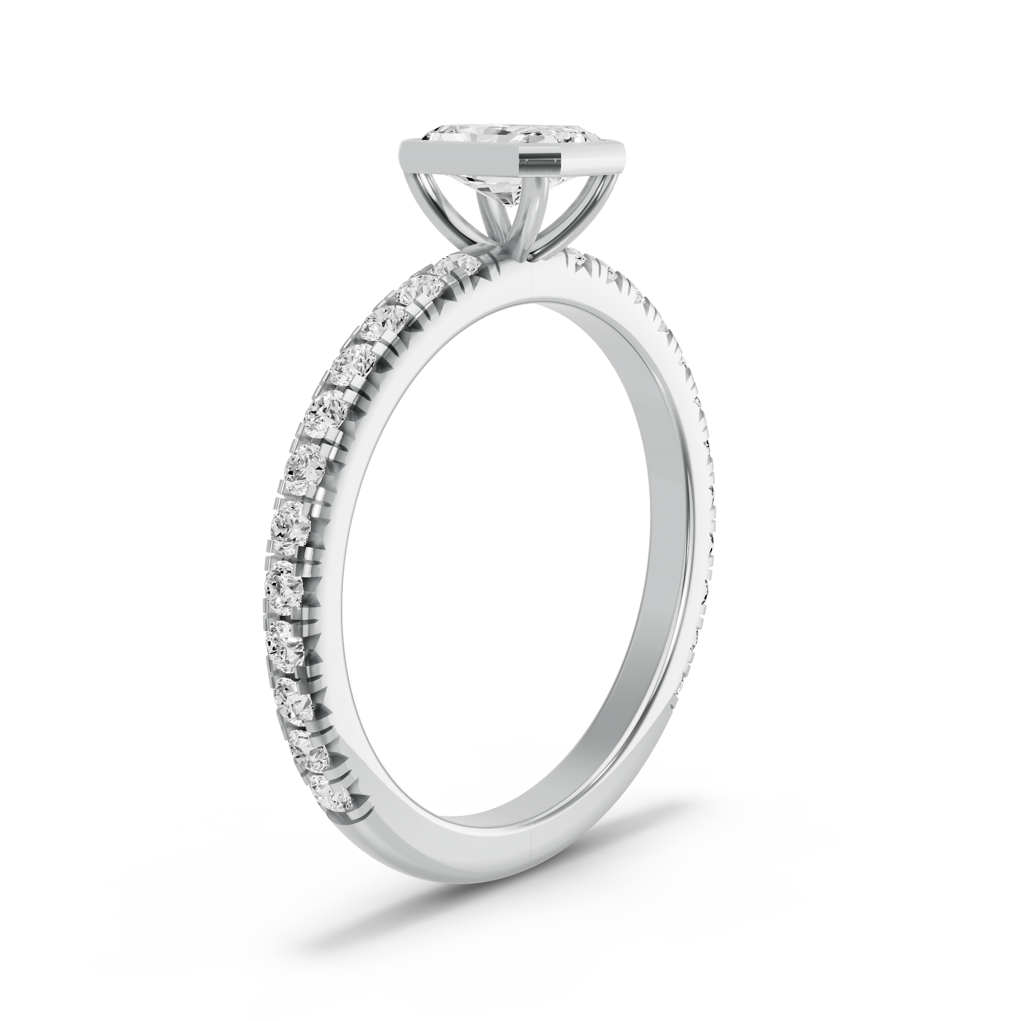 Image for Radiant Classic Bezel Ring with French Pave band