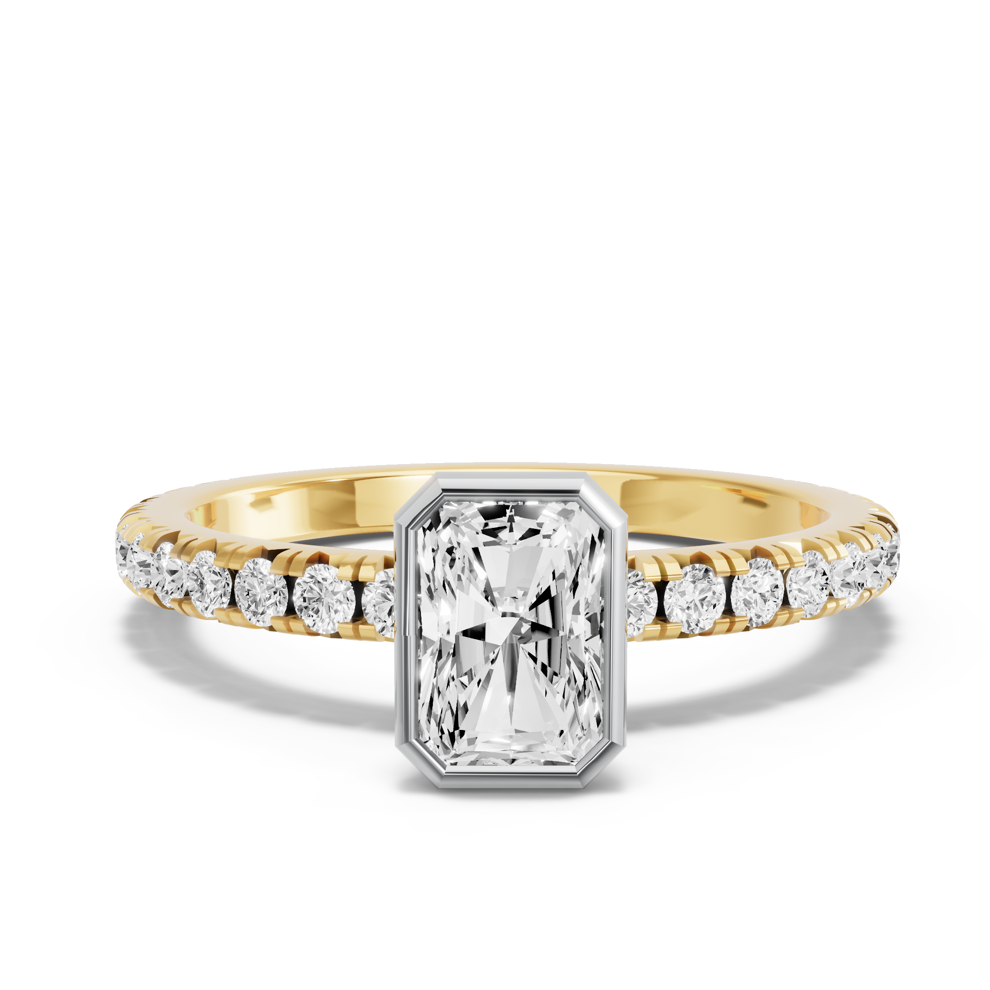 Image for Radiant Classic Bezel Ring with French Pave band