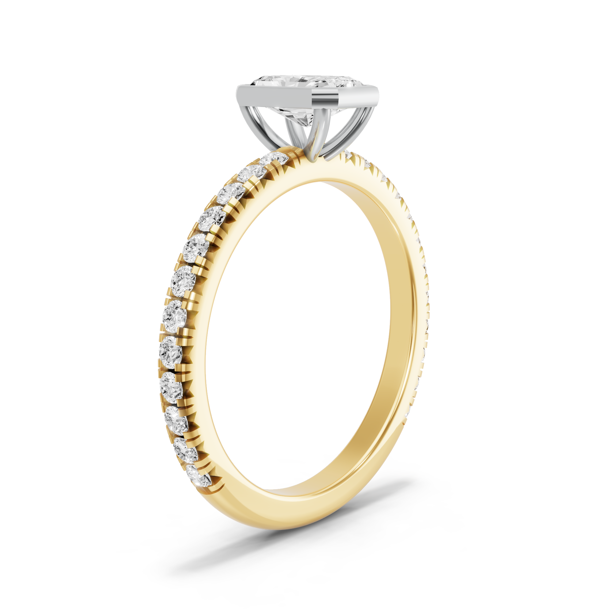 Image for Radiant Classic Bezel Ring with French Pave band