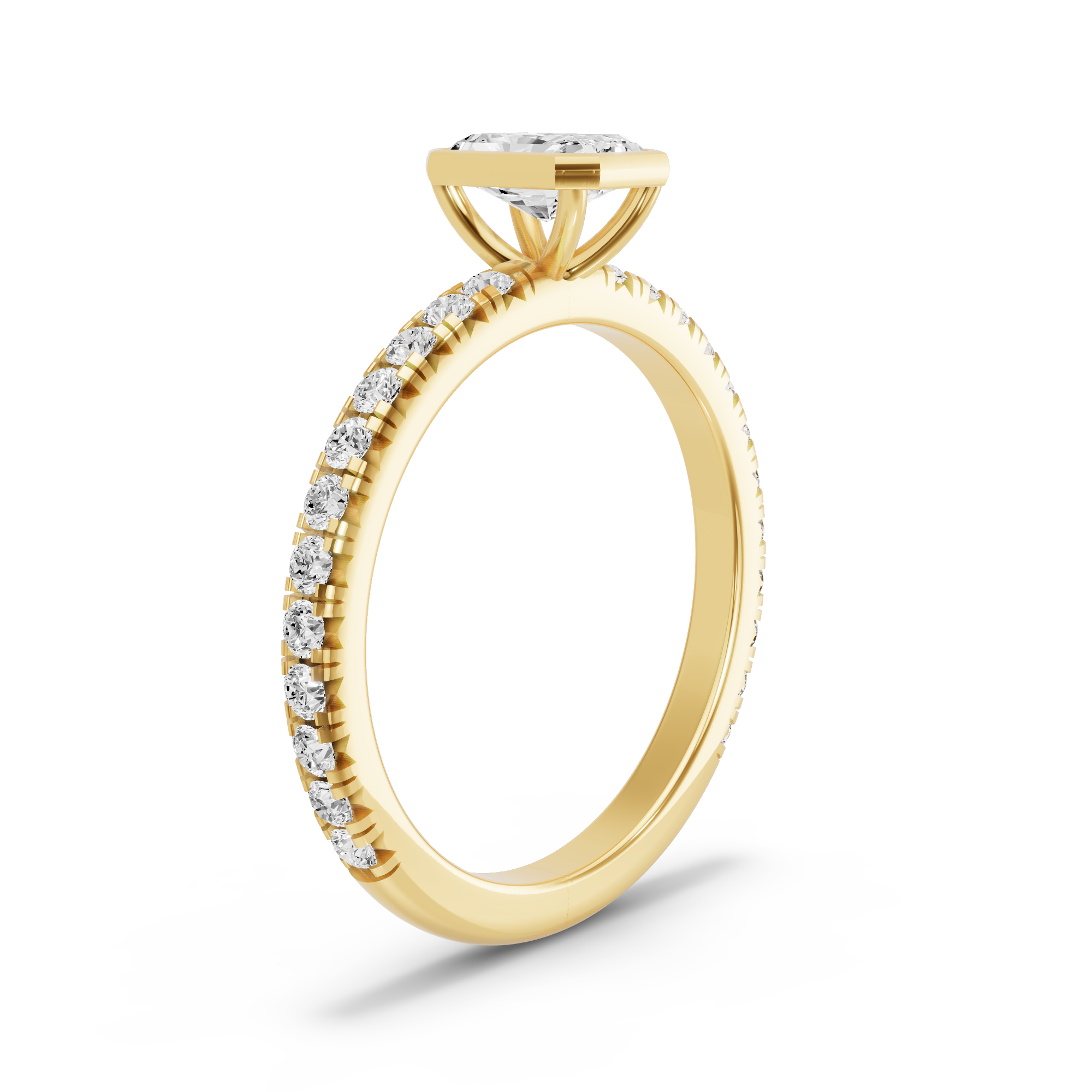 Image for Radiant Classic Bezel Ring with French Pave band